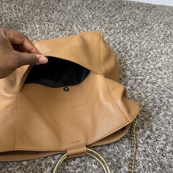 Thacker NY Camel Brown Leather O Ring Satchel Handbag Chain Strap Crossbody - Picture 9 of 9